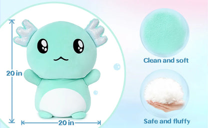 Axolotl Plush, Cute 20" Mint Green Axolotl Stuffed Animals Plush Throw Pillow, Cuddly Salamander Plushie Toy for Kids