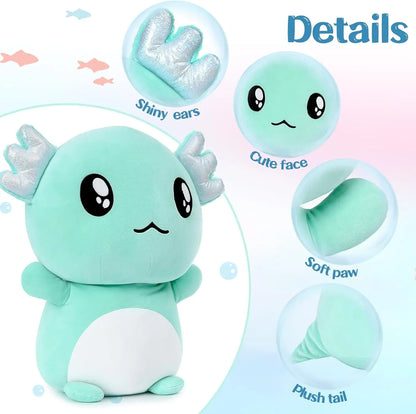 Axolotl Plush, Cute 20" Mint Green Axolotl Stuffed Animals Plush Throw Pillow, Cuddly Salamander Plushie Toy for Kids