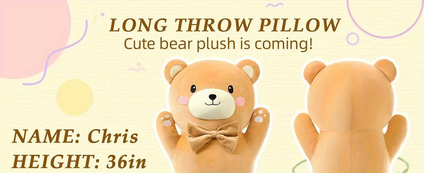 Brown 36.2in Long Polyester Throw Pillow, Body Pillow For Kids And Adults, Teddy Bear Plush Gift For Girls Boys