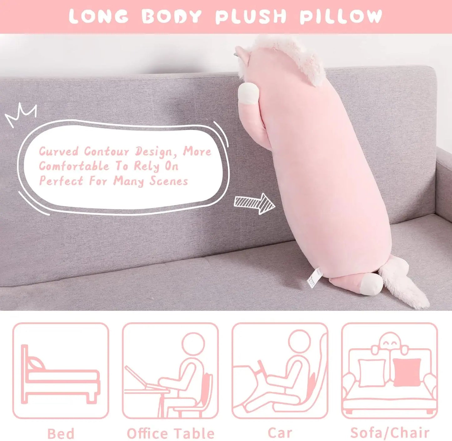 Big Unicorn Body Pillow, 36.2'' Soft Unicorn Pillow  for Christmas Birthday Valentine's Day,Pink