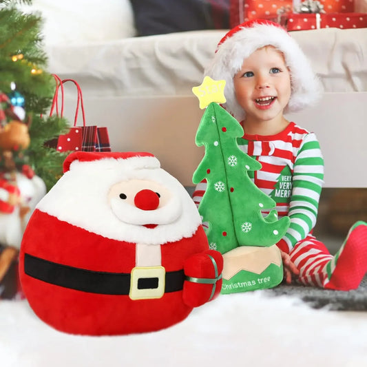 Christmas Stuffed Animal Soft Christmas Tree Plush Toy Holiday Plush Cuddle Pillow for Kids Christmas Party Home Decoration