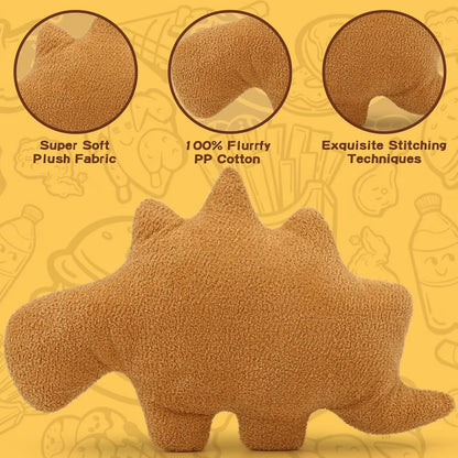 22.8" Large Dino Chicken Nugget Plush Pillow, Soft Dinosaur Chicken Nugget Pillow for Birthday Christmas (Stegosaurus)