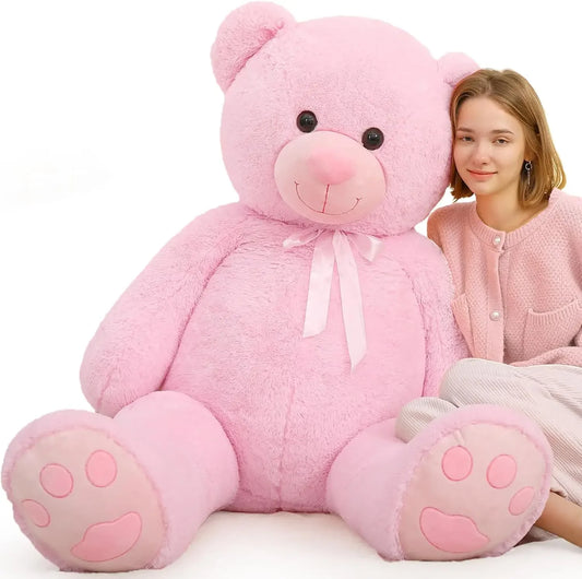 Giant Teddy Bear - 5 Feet Tall Pink Life Size Stuffed Animal with Footprints - Valentine's Day Gift