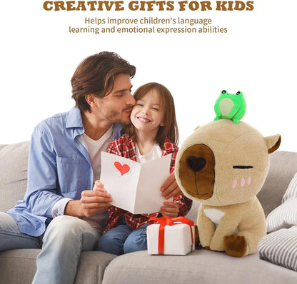 Capybara Stuffed Animal, 21.6'' Big Mommy Capybara Plush Toy with 3 Baby Stuffed Capybara 1 Frog Plush Toy