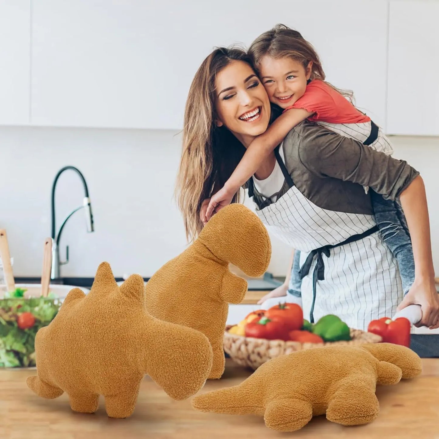 22.8" Large Dino Chicken Nugget Plush Pillow, Soft Dinosaur Chicken Nugget Pillow for Birthday Christmas (Stegosaurus)