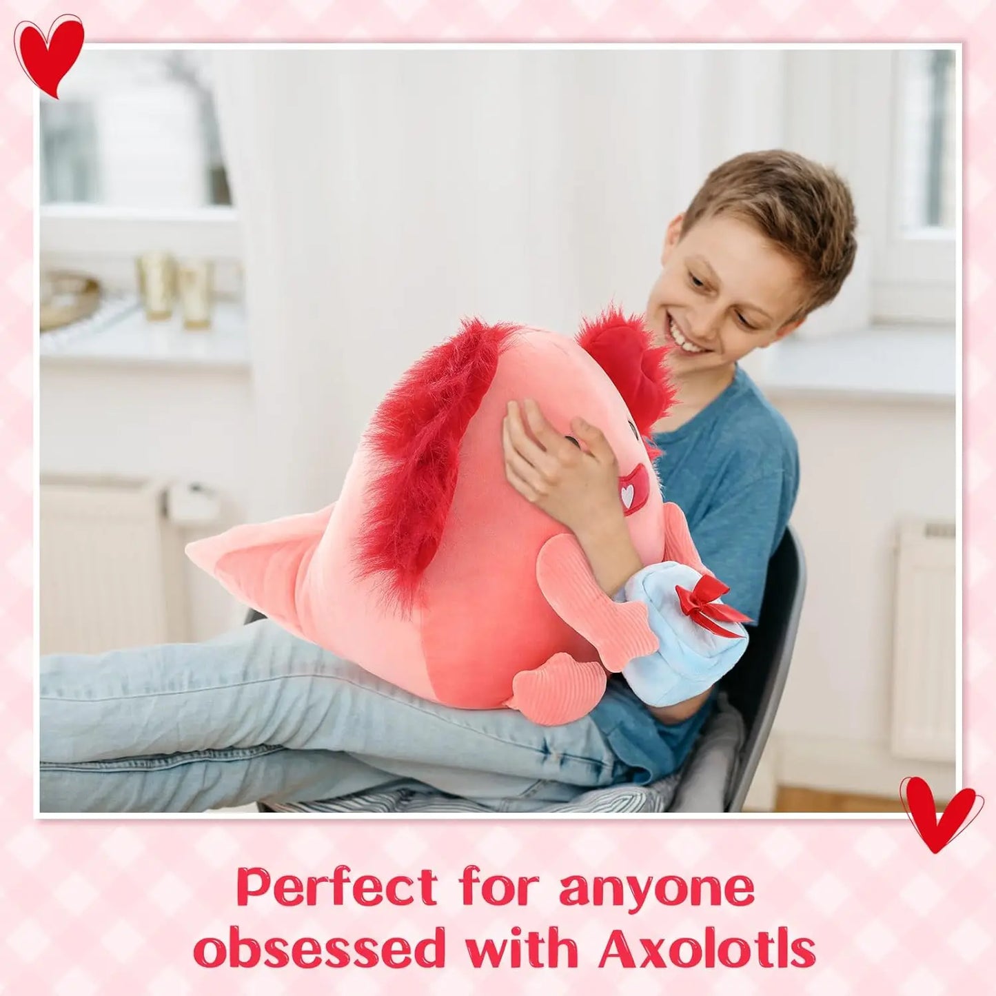Original 14-Inch Cynthia The Pink Axolotl - Soft & Squishy Axolotl Stuffed Animal Toy - Gift for Girls,Boys
