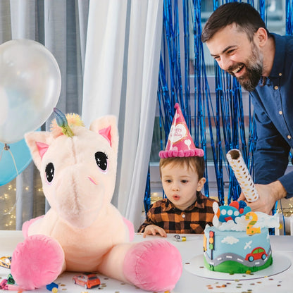 32in Unicorn Plush Toys, Beige Giant Unicorn Stuffed Animals, Lovely Unicorn Birthday Decorations