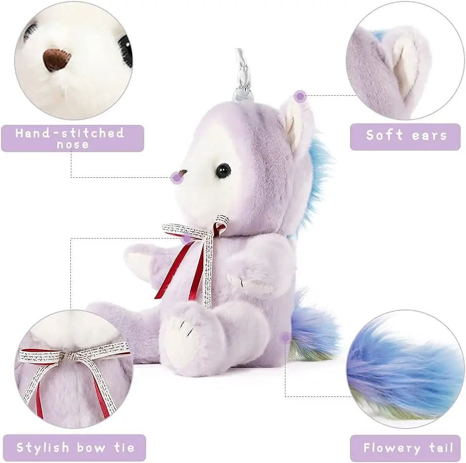 Unicorn Stuffed Animal, Cute Stuffed Unicorn Plush Toy for Girl Kids, Purple 10 inch