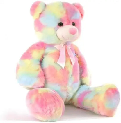 Big Teddy Bear Stuffed Animals, Colorful Teddy Bear Plush Toy for Girlfriend Children, Tie-dye Pink 39inch