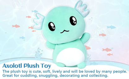 Axolotl Plush, Cute 20" Mint Green Axolotl Stuffed Animals Plush Throw Pillow, Cuddly Salamander Plushie Toy for Kids