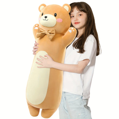 Brown 36.2in Long Polyester Throw Pillow, Body Pillow For Kids And Adults, Teddy Bear Plush Gift For Girls Boys