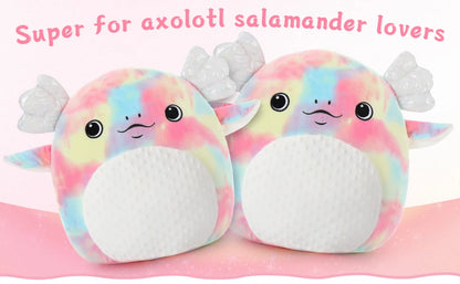 Large 20" Axolotl Plush Pillow, Big Axolotl Stuffed Animal Plush Toy - Rainbow Axolotl Plushies Throw Gifts for Kids