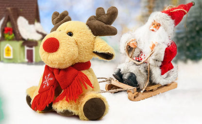 Reindeer Stuffed Animal Cute Christmas Reindeer Plush Toys for Kids, 9'' Rudolph The Red Nosed Reindeer Stuffed Animal