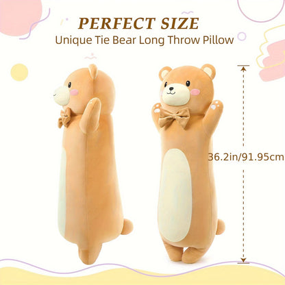 Brown 36.2in Long Polyester Throw Pillow, Body Pillow For Kids And Adults, Teddy Bear Plush Gift For Girls Boys
