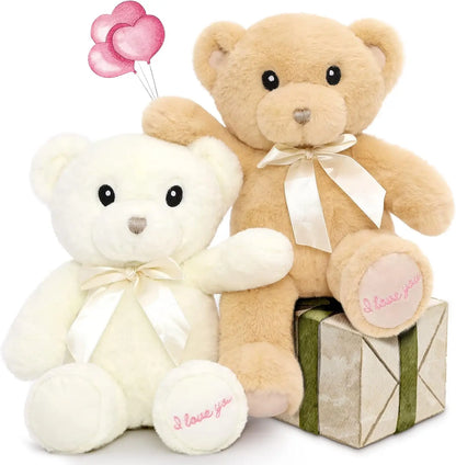 I Love You Teddy Bear Stuffed Animals Valentines Day Gifts,2-Pack Soft Embroidered Stuffed Bear Stuffed Animals Bulk
