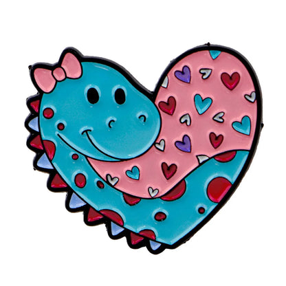 Heart-Shaped Dinosaur Lapel Pins