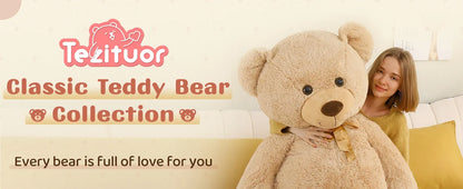 Giant Teddy Bear - 5 Feet Tall Pink Life Size Stuffed Animal with Footprints - Valentine's Day Gift