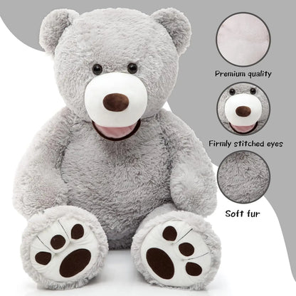 Giant Teddy Bear with Big Footprints Big Teddy Bear Plush Stuffed Animals (Gray, 39 inches)