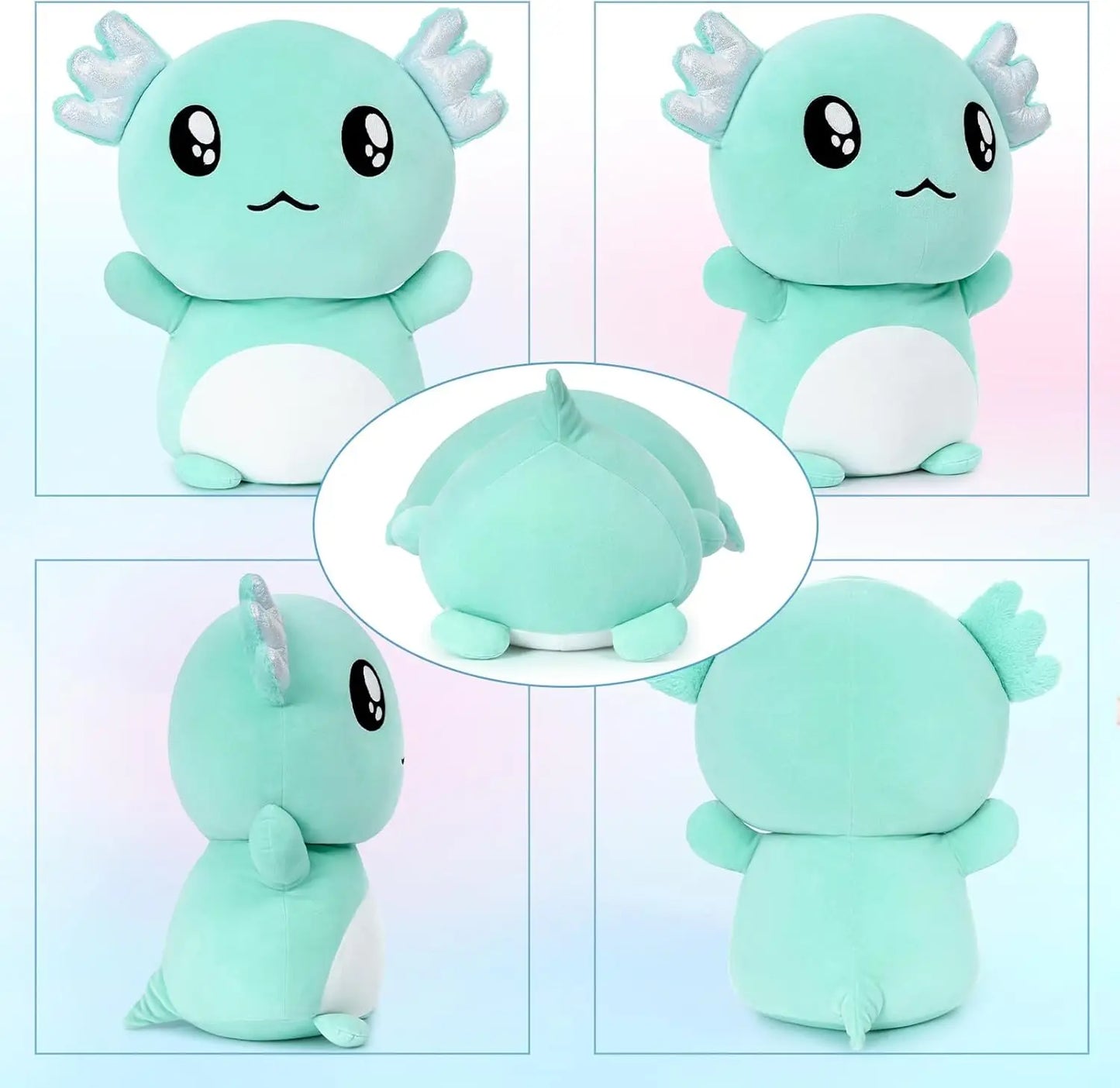 Axolotl Plush, Cute 20" Mint Green Axolotl Stuffed Animals Plush Throw Pillow, Cuddly Salamander Plushie Toy for Kids