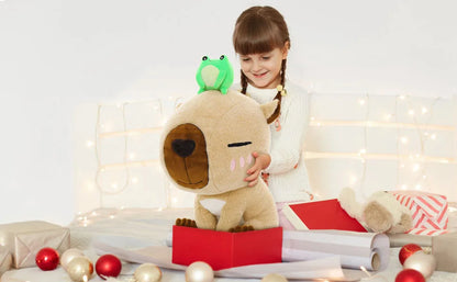 Capybara Stuffed Animal, 21.6'' Big Mommy Capybara Plush Toy with 3 Baby Stuffed Capybara 1 Frog Plush Toy