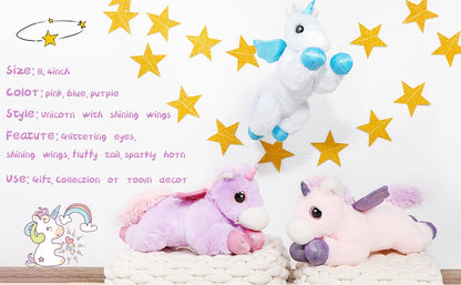 Unicorn Stuffed Animals 3 Piece Cute Unicorn Plush Toys Soft Gift for Kids Girlfriend,11.4inch