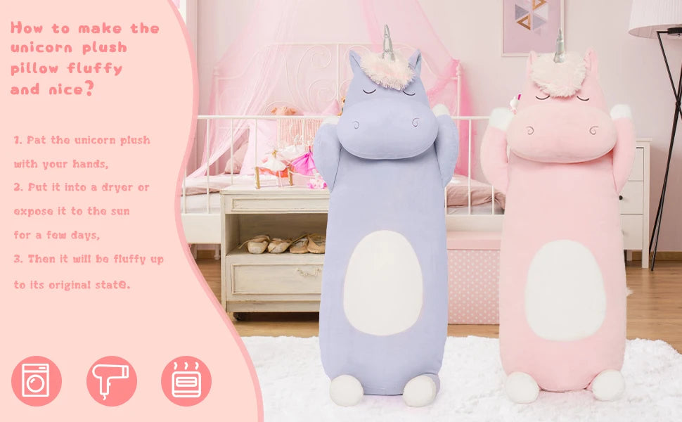 Big Unicorn Body Pillow, 36.2'' Soft Unicorn Pillow  for Christmas Birthday Valentine's Day,Pink