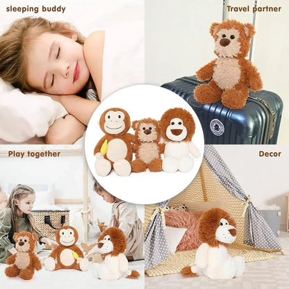 3 Packs Small Teddy Bear Stuffed Animals Set Stuffed Bear/Monkey/Lion Plush Animals for Kids