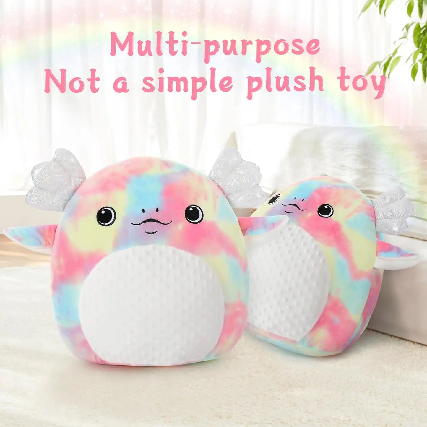 Large 20" Axolotl Plush Pillow, Big Axolotl Stuffed Animal Plush Toy - Rainbow Axolotl Plushies Throw Gifts for Kids