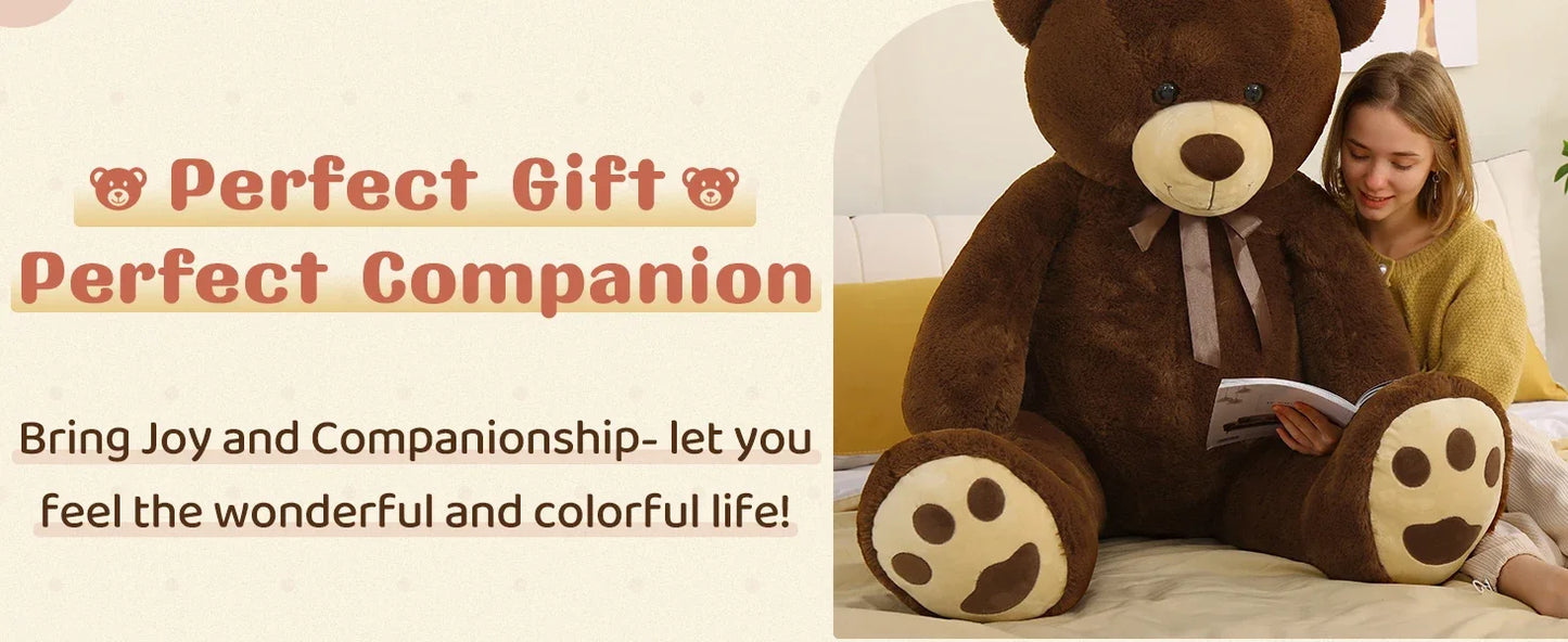 Giant Teddy Bear - 5 Feet Tall Pink Life Size Stuffed Animal with Footprints - Valentine's Day Gift