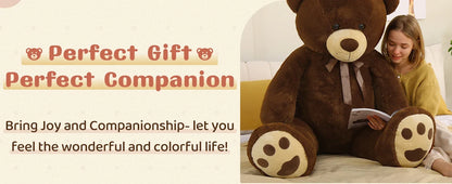 Giant Teddy Bear - 5 Feet Tall Pink Life Size Stuffed Animal with Footprints - Valentine's Day Gift