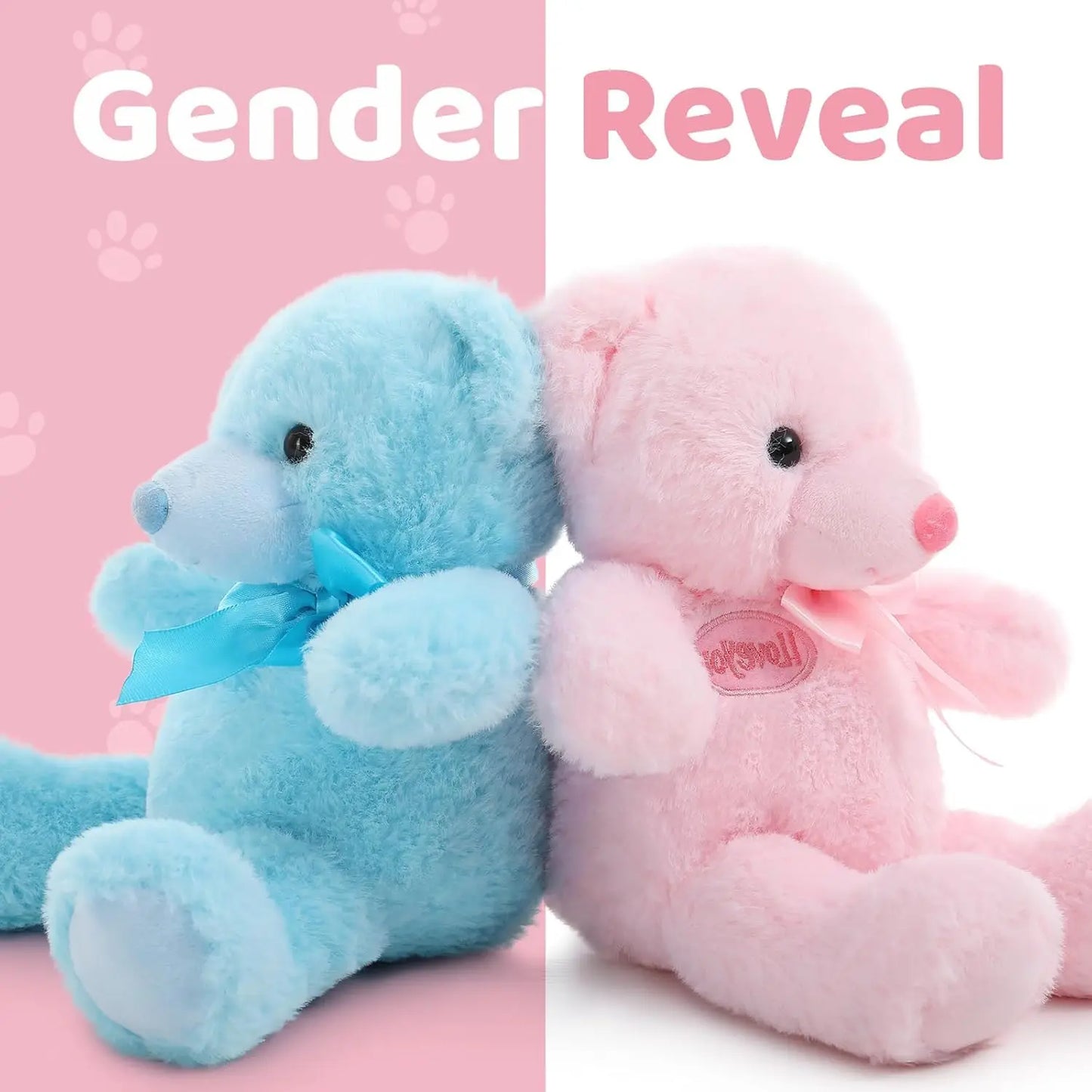 2 Pack Pink and Blue Teddy Bear, Small Teddy Bear Stuffed Animal Plush for Christmas Valentines Day
