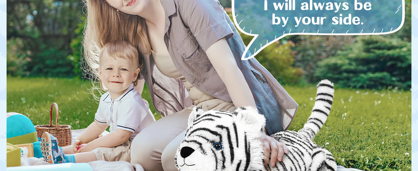 Stuffed Tiger White Plush Tiger Toy for Girls, 22inch (Not Including Tail) Giant Stuffed Animals for Kids