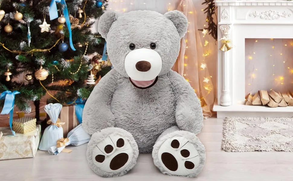 Giant Teddy Bear with Big Footprints Big Teddy Bear Plush Stuffed Animals (Gray, 39 inches)