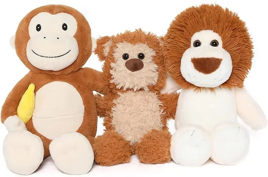 3 Packs Small Teddy Bear Stuffed Animals Set Stuffed Bear/Monkey/Lion Plush Animals for Kids