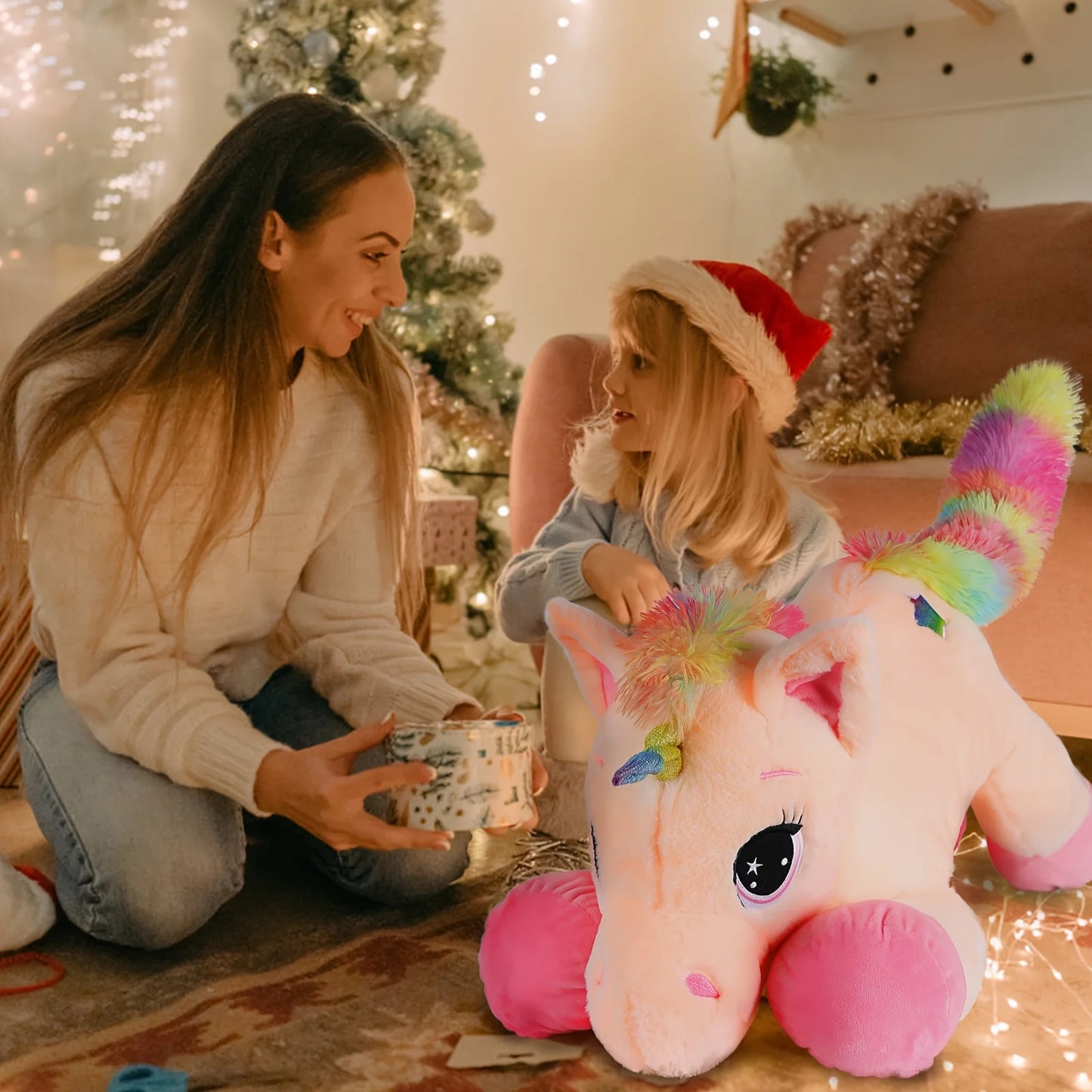 32in Unicorn Plush Toys, Beige Giant Unicorn Stuffed Animals, Lovely Unicorn Birthday Decorations